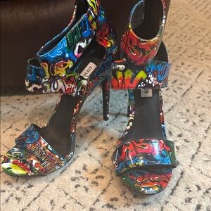 Steve Madden Multicolor Graffiti Strap High Heels